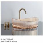 Modern Design Style Factory Price Coloured Bathroom Sinks Art Tempered Glass Hand Wash Oval Vessel Glass Sink Basin for sale