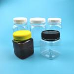 Amber Bottle Square Child Proof 400ml Plastic Candy Jars for sale
