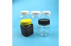 China Amber Bottle Square Child Proof 400ml Plastic Candy Jars supplier