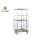 Silver Folding Storage Rolling Galvanised Logistics Trolley Cart for sale