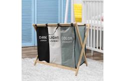 China Thickened Foldable Laundry Hamper Organizer , Durable Bamboo Frame Laundry Basket supplier