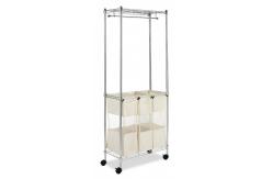 China Rolling Garment Home Wire Shelving , Wire Laundry Shelf With Changeable Fabric Baskets supplier