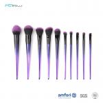 Gradient Plastic Handle Synthetic Hair Makeup Brush With Aluminum Ferrules for sale