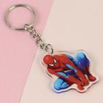 Transparent Custom Acrylic Keychains Cartoon Character Spider-Man Printed With Metal Ring