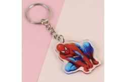 China Transparent Custom Acrylic Keychains Cartoon Character Spider-Man Printed With Metal Ring supplier