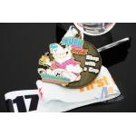 Soft Enamel Sports Medals And Ribbons With Black Nicekl Plating , Sublimated Ribbon
