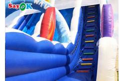 China 42.7ft Giant Inflatable Water Slides Blue Inflatable Double Beach Lane Slide supplier