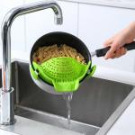Adjustable Rice Clip On Silicone Colander For Pots And Pasta Strainer