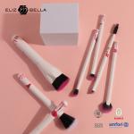 3D Printing Wooden Handle Makeup Brushes 7pcs Two Tones Synthetic Hair OEM
