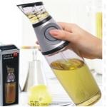 Glass Vinegar Press And Measure Oil Dispenser 500ml With Silicone Button for sale