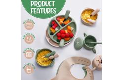 China Durable Multiscene Silicone Baby Eating Set , Microwaveable Suction Dinner Set supplier