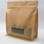 Square Brown Kraft Paper Bag With Clear Window , Zip Lock Coffee Pouch for sale