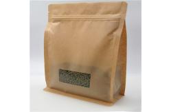 China Square Brown Kraft Paper Bag With Clear Window , Zip Lock Coffee Pouch supplier