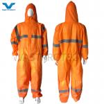 CE Type 5 6 Certified USA PPE Disposable SMS 56GSM Orange Coveralls With Reflective Tape for sale