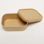 500ml Rectangle Kraft Paper Salad Bowl With Lid Biodegradable Food Grade for sale