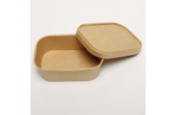 China 500ml Rectangle Kraft Paper Salad Bowl With Lid Biodegradable Food Grade supplier