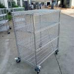 Industrial 4 Level Wire Utility Cart With Enclosures Three Sides Mesh for sale