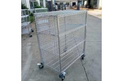 China Industrial 4 Level Wire Utility Cart With Enclosures Three Sides Mesh supplier