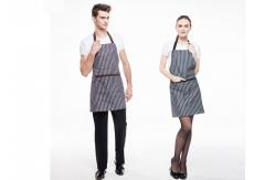 China Black And White Stripes Kitchen Cooking Aprons Adjustable With Widen Strap Design supplier