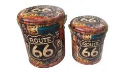 China Modern Space Saving Metal Tin Cans With Fabric Storage Round Ottoman supplier