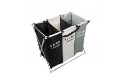 China Lightweight Durable Collapsible Laundry Hamper Dirty Clothes Three Section ODM supplier