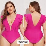 Pink V Neck Large Size Ladies Swimwear Bikini Plus Size Swimming Suits For Women Summer for sale