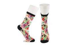 China Yellow Anti Slip Custom Printed Socks , Eco - Friendly Soft Cute Printed Socks supplier