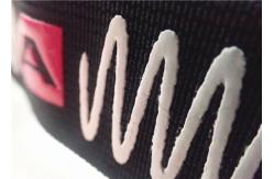 China Smooth Feel Shiny Surface Jacquard Elastic Band With Screen Printing Silicon Logo supplier