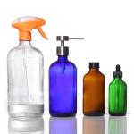 Empty 200ml Amber Glass Bottles Cosmetic Lotion Bottle With Trigger for sale