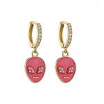 Personalized Rhinestone Huggie Earrings Enamel Alien Dangle Earrings for sale