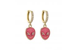 China Personalized Rhinestone Huggie Earrings Enamel Alien Dangle Earrings supplier