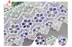 China White 100% Polyester Water Soluble Lace Trim For Clothing Factory supplier