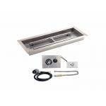 Silver Linear Trough Gas Fire Pit Insert  65000 BTU Fire Pit Burner Plate