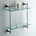 Scratch Resistant Bathroom Accessories Shelves Double Corner Glass Shelf Brackets for sale