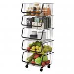 OEM Black Removable Stainless Steel Kitchenwares MultiLayer Vegetable Shelving Rack for sale