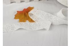 China Chemical Solubility Polyester Lace Trim With Concise Quadrate Flower Design supplier