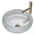 Transparent Clear Crystal Glass Vessel Sinks Bathroom Vanity Wash Sink Above Counter for sale