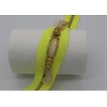 Close End Metal Double Head Zipper For Handbag , Luggage High End Zippers Bright Yellow Tape for sale