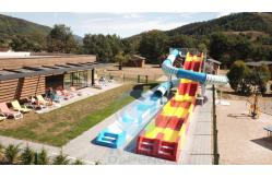 China Spiral Enclosed Water Slide Rainbow Racing Pool Slide With Led Light Effect supplier