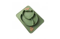 China Custom Green Silicone Baby Tray Fox Shape BPA Free Silicone Baby Plate supplier