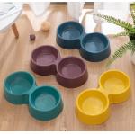 Plastic Dog Bowl Set Detachable Double Dish For Pet Food Water Feeder for sale