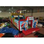 Inflatable Rescue Fire Truck Bouncy Castle Obstacle Course , Obstacle Course Jump House