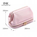 Blank Wholesale Two Zipper Luxury Cosmetic Bag High Quality Makeup Travel Bag for sale