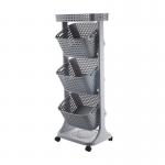 Beige 3 Tier Tall Rolling Laundry Cart With 3 Removable Hamper