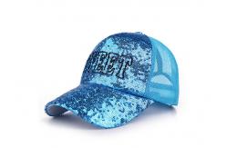 China Sequins Blue Boys Mesh Baseball Caps Embroidery Breathable Good Flexibility supplier