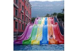 China 6 Lanes Fiberglass Mat Racer Water Slide Rainbow Racing Water Slides 10m Height supplier