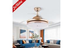 China 3 Clear Blades Golden modern retractable ceiling fan With LED Light supplier