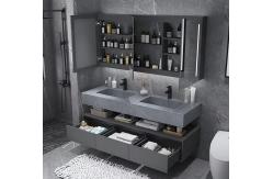 China OEM/ODM Wall Mount Floating Bathroom Vanity Sink Slate Top Solid Wood supplier