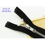 Open End / Close End Antique Silver Zipper For Handbags , Ykk Type 28 Inch Metal Jacket Zipper for sale