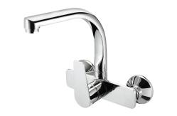 China 360° Moveable Brass Kitchen Mixer Faucet Two Hole Wall Mounted supplier
